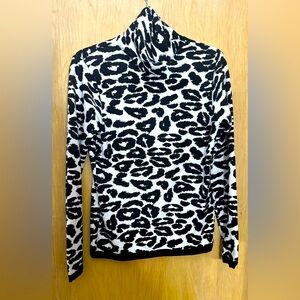 High Neck Long Sleeves Blouse Leopard Print